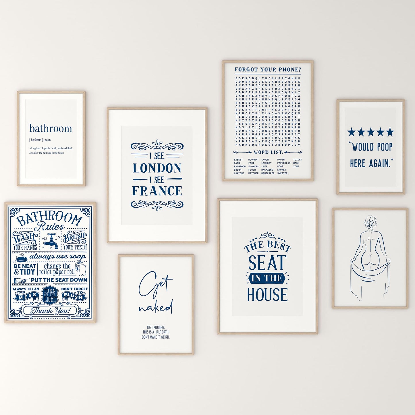 Blue Bathroom Wall Art - 200 Prints