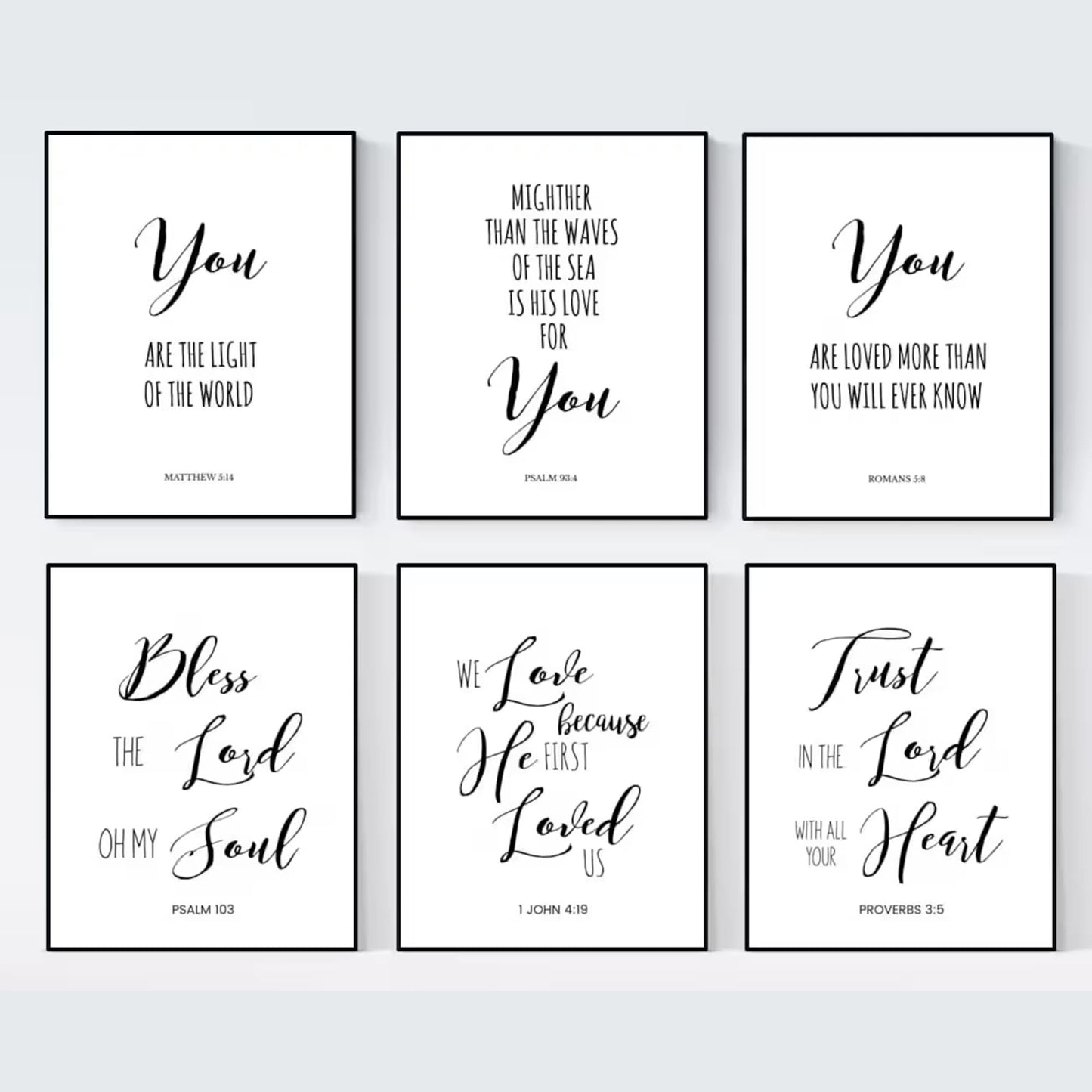 Verses Typography Wall Art - 50 Prints
