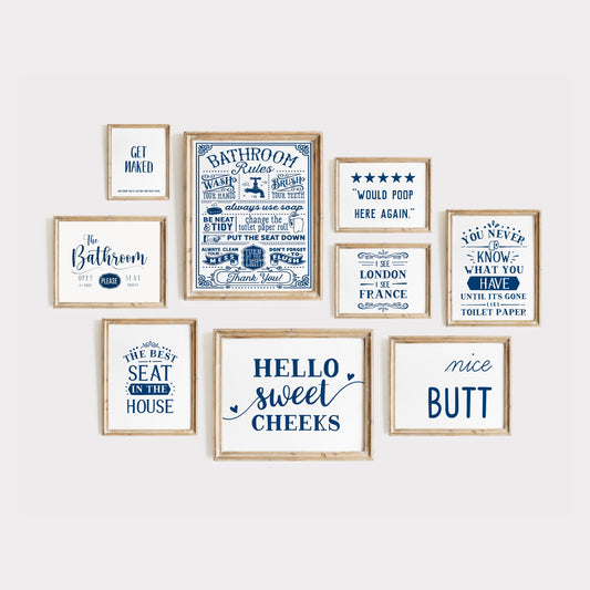 Blue Bathroom Wall Art - 200 Prints