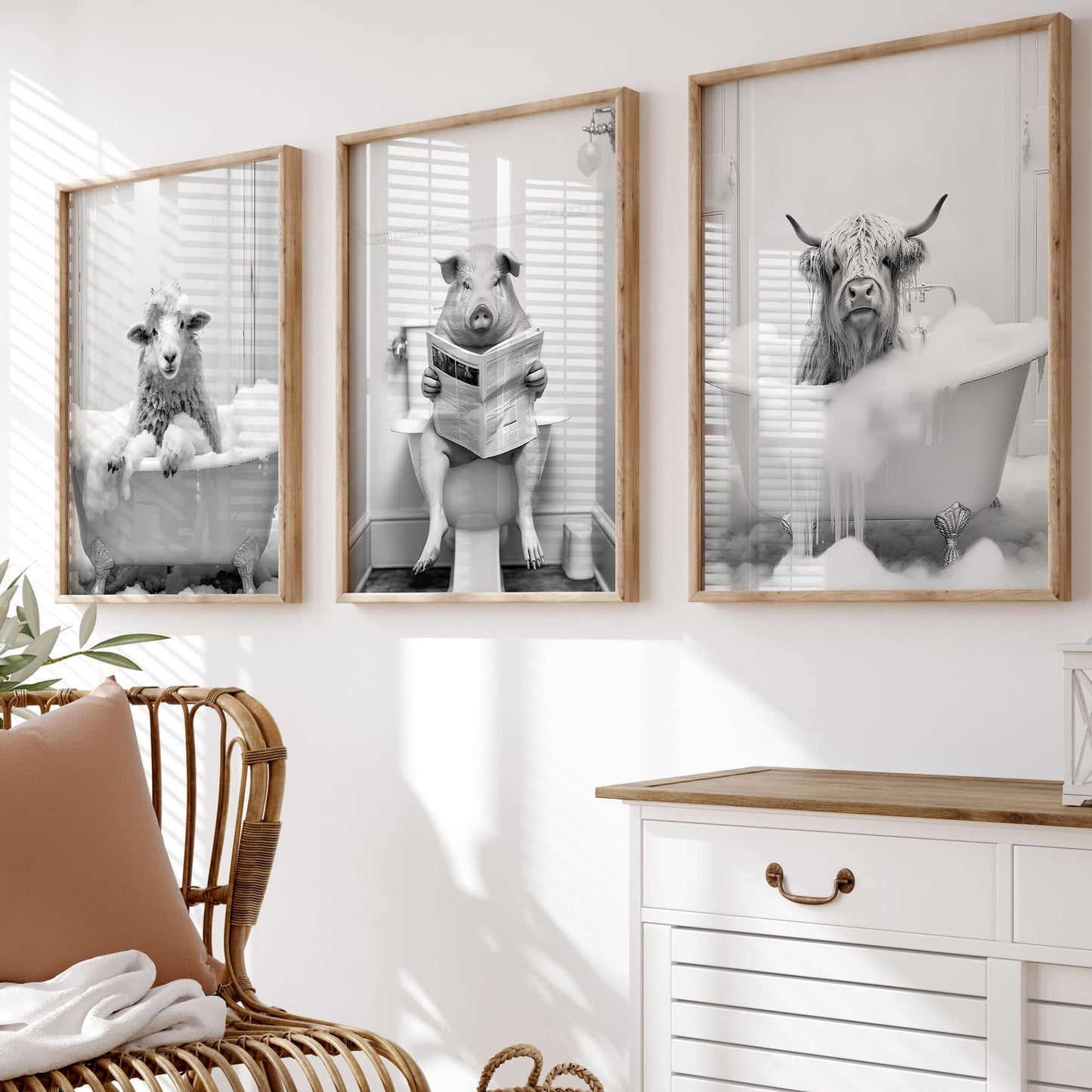 Bathroom Animals Wall Art - 300 Prints