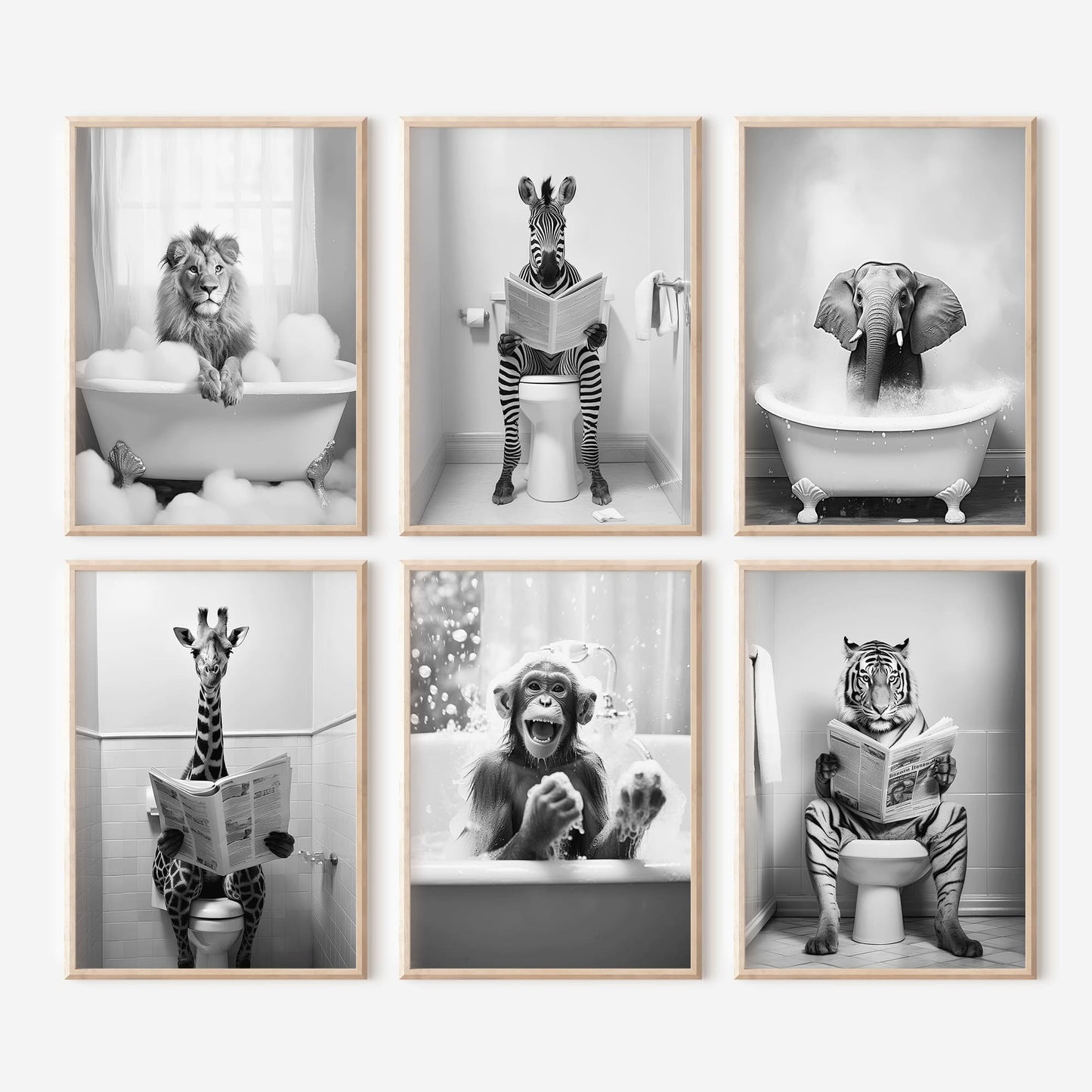 Bathroom Animals Wall Art - 300 Prints