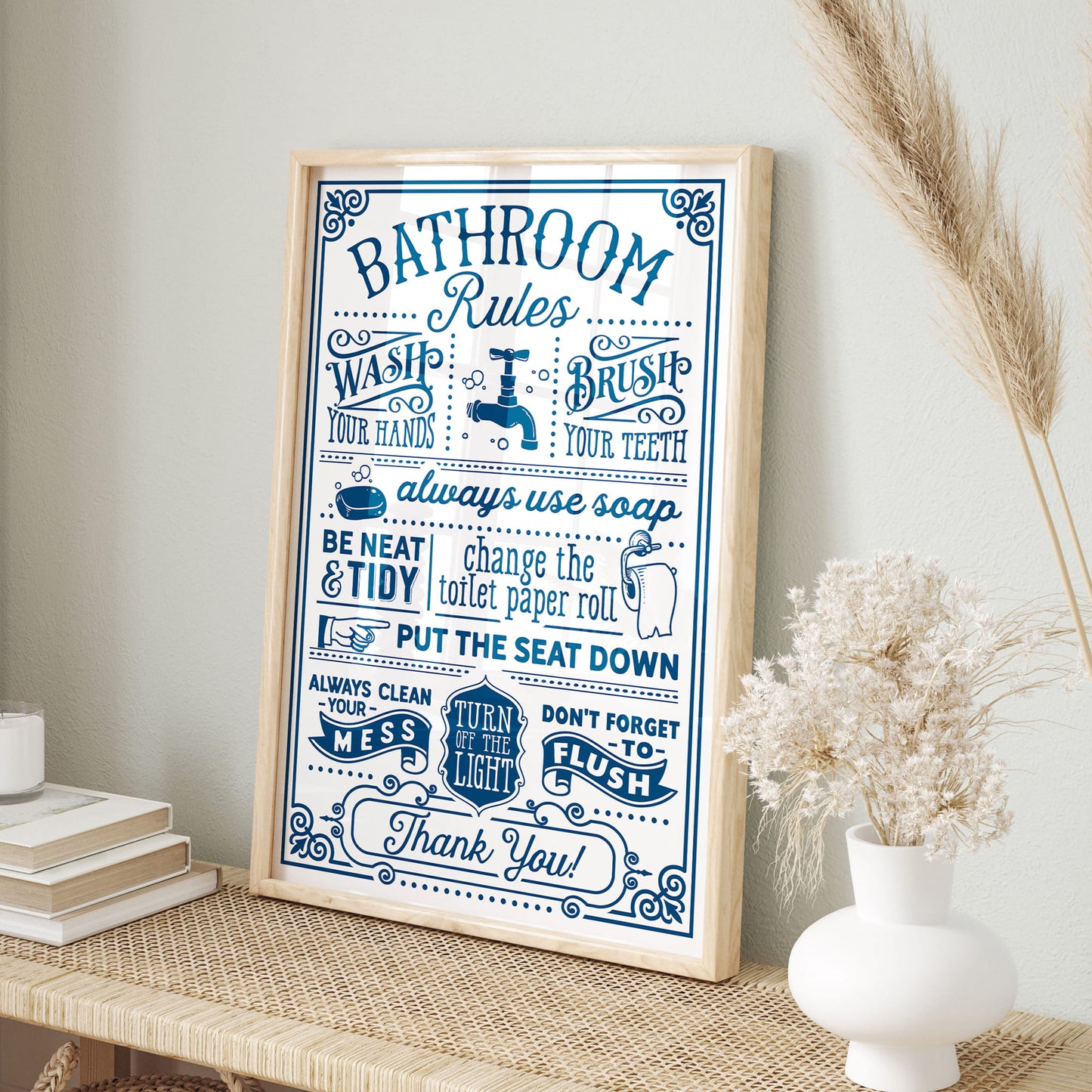 Blue Bathroom Wall Art - 200 Prints