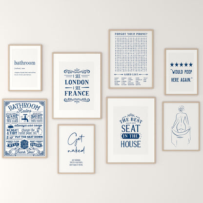 Blue Bathroom Wall Art - 200 Prints