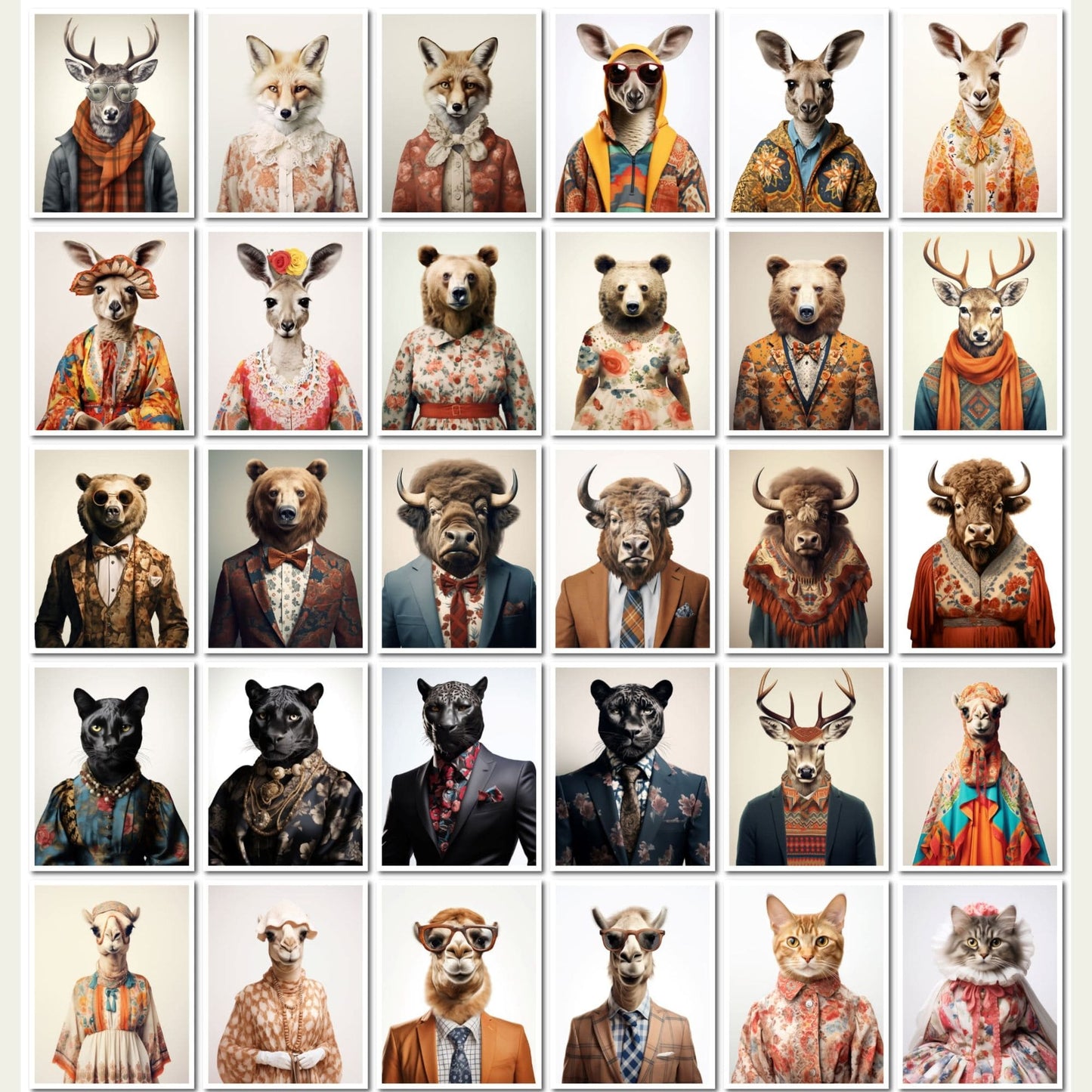 Retro Fashion Animals Art - 100 Prints