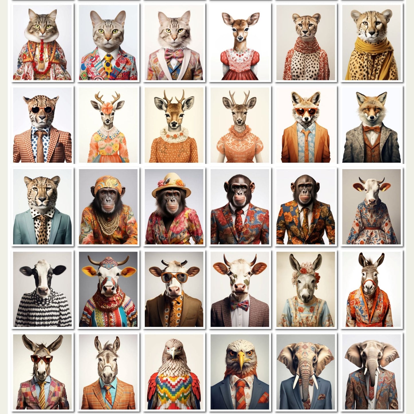 Retro Fashion Animals Art - 100 Prints