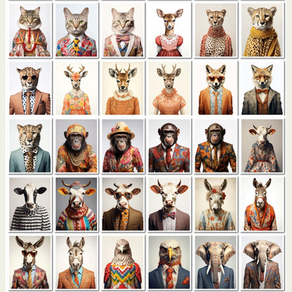 Retro Fashion Animals Art - 100 Prints