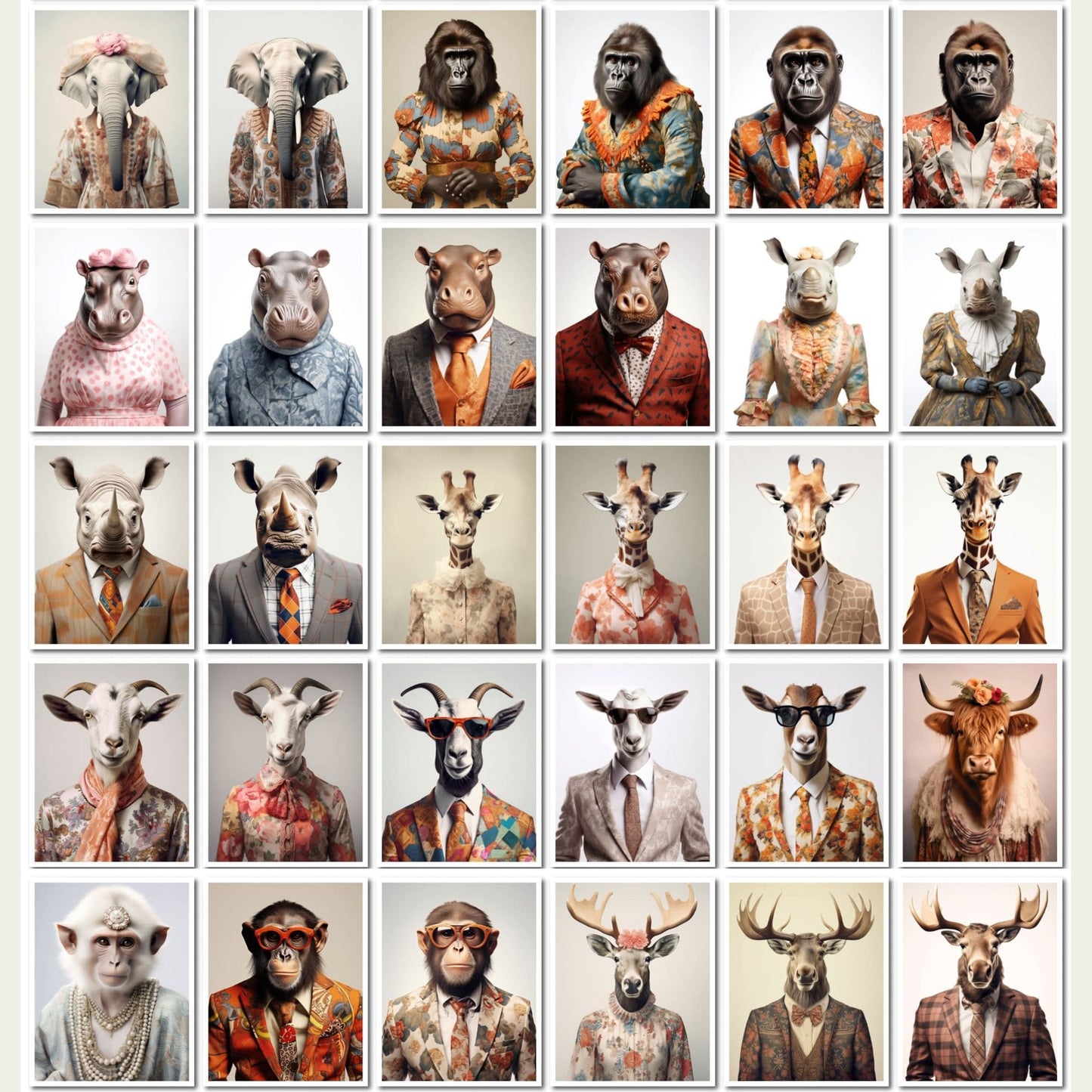 Retro Fashion Animals Art - 100 Prints