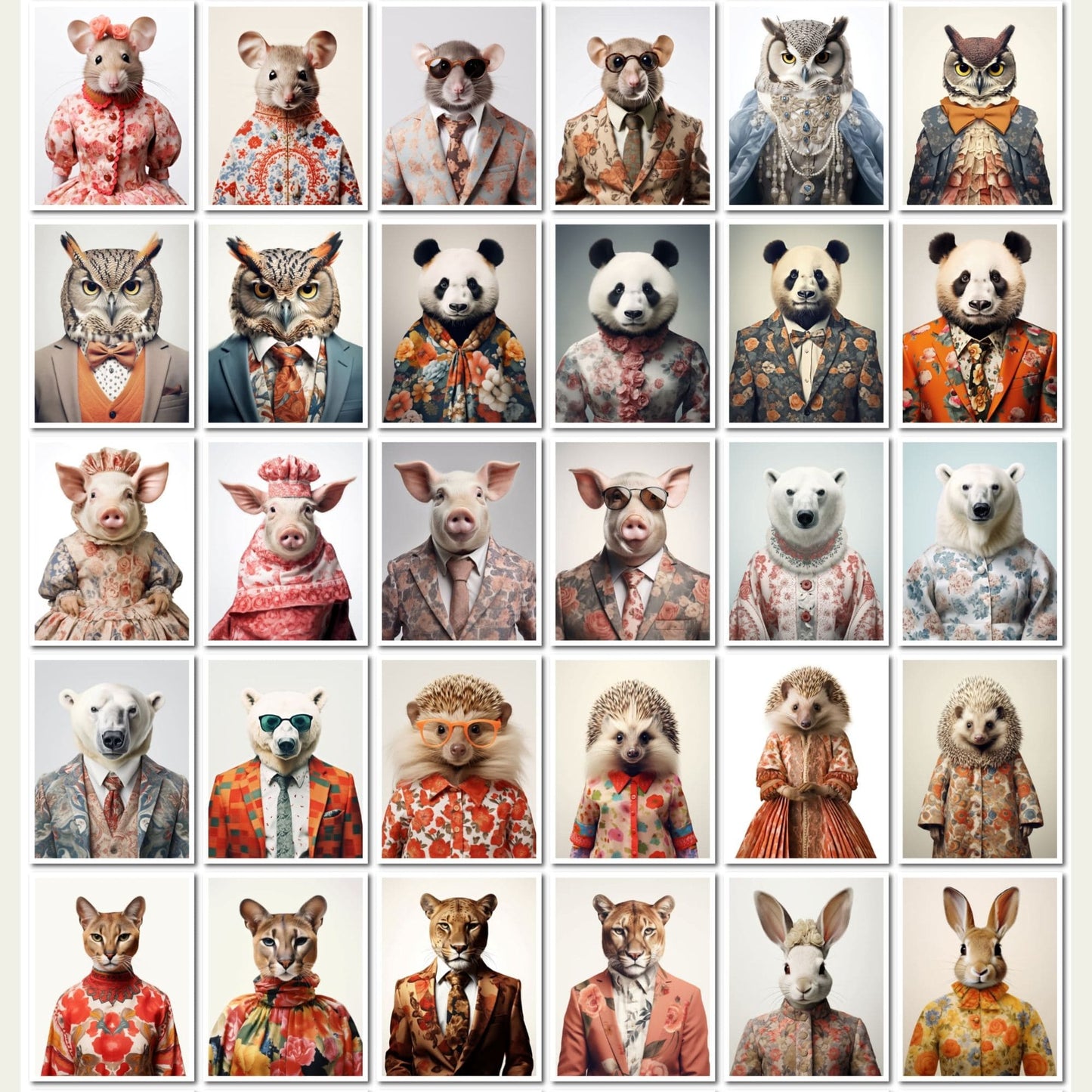 Retro Fashion Animals Art - 100 Prints