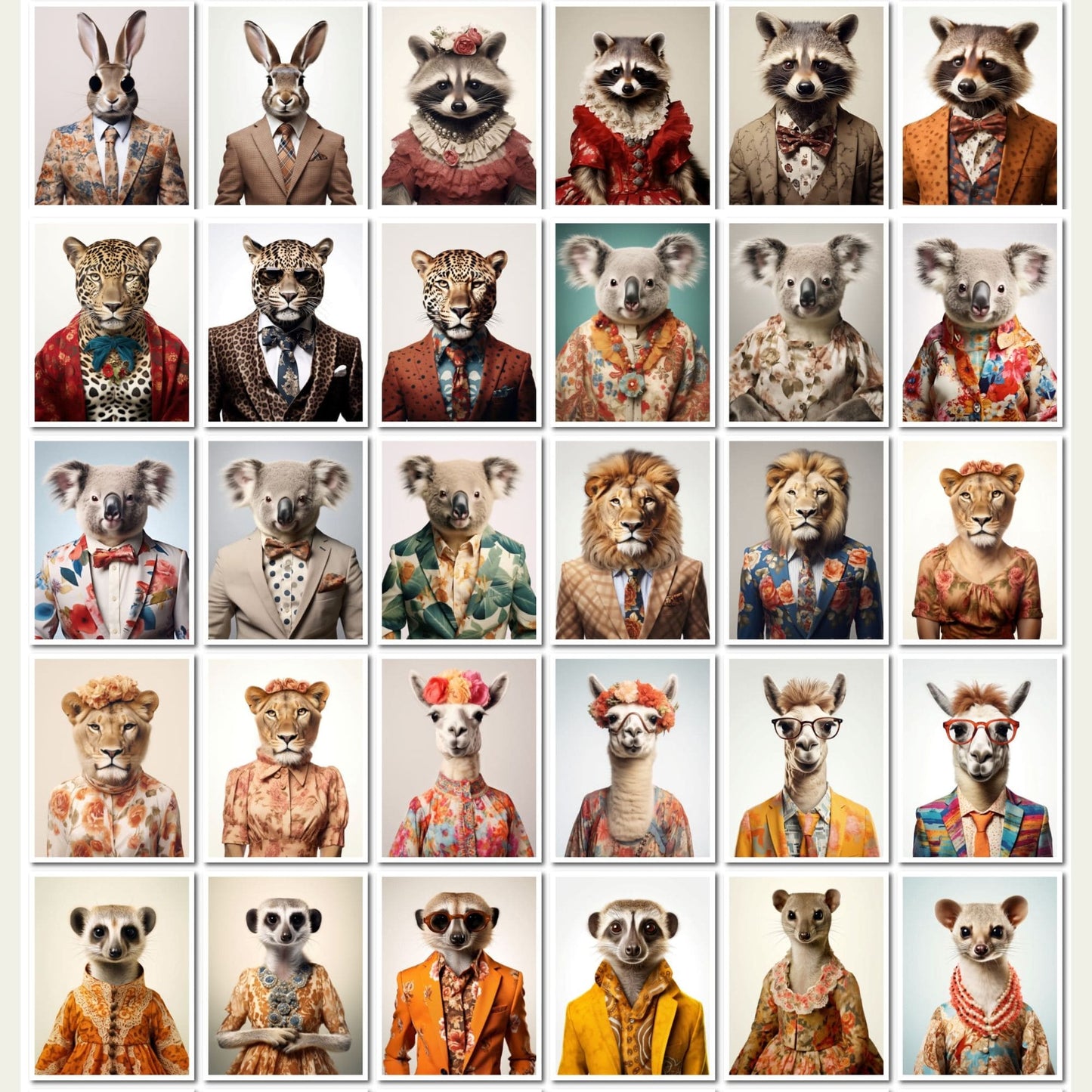 Retro Fashion Animals Art - 100 Prints