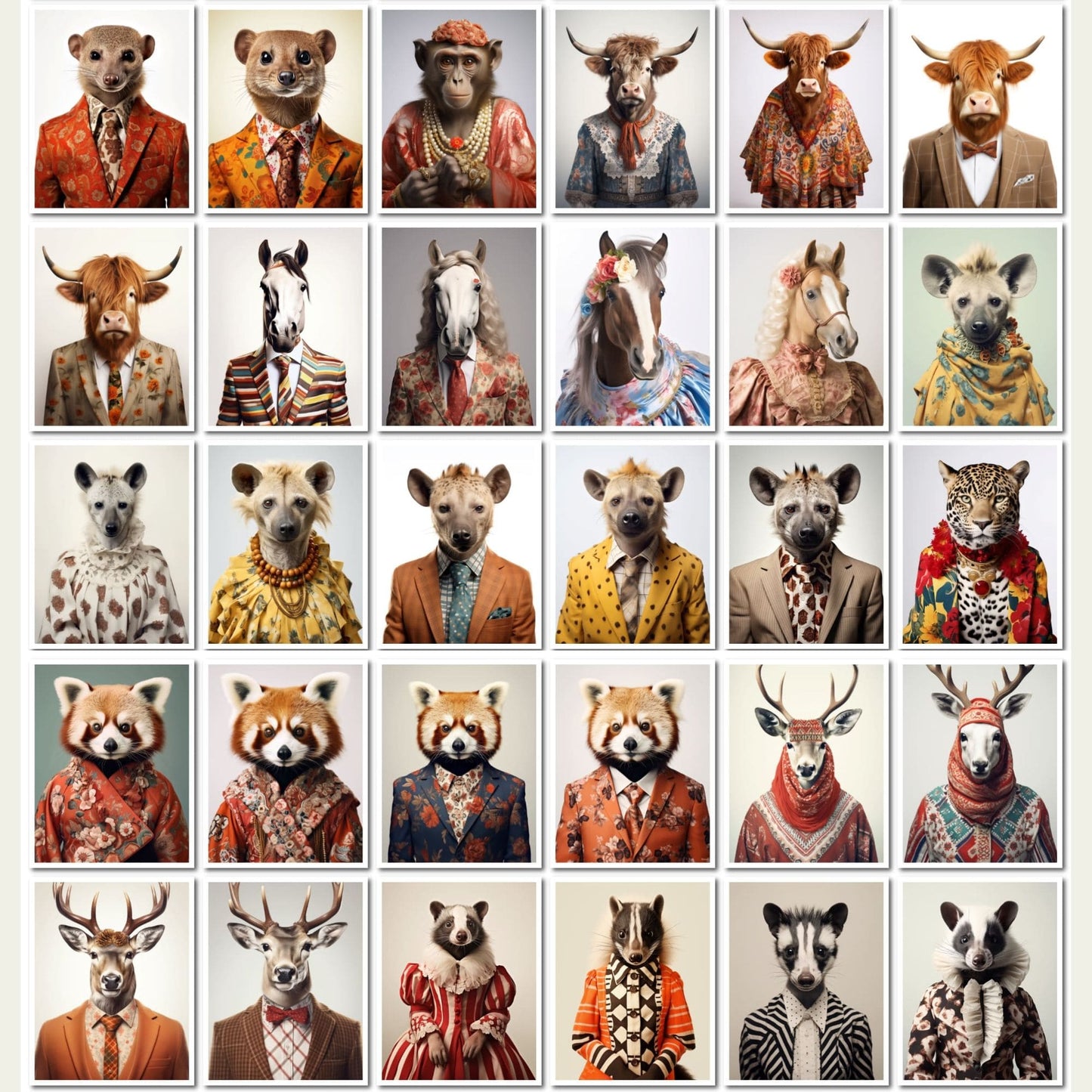 Retro Fashion Animals Art - 100 Prints