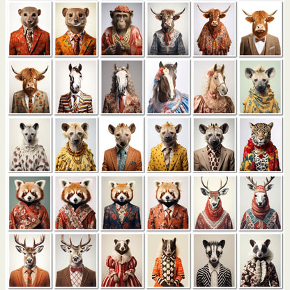 Retro Fashion Animals Art - 100 Prints