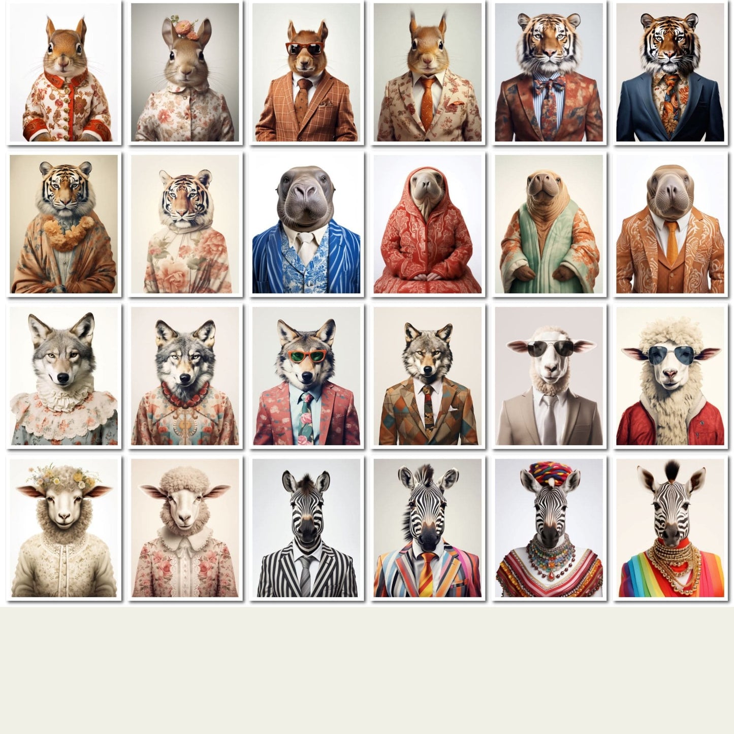 Retro Fashion Animals Art - 100 Prints