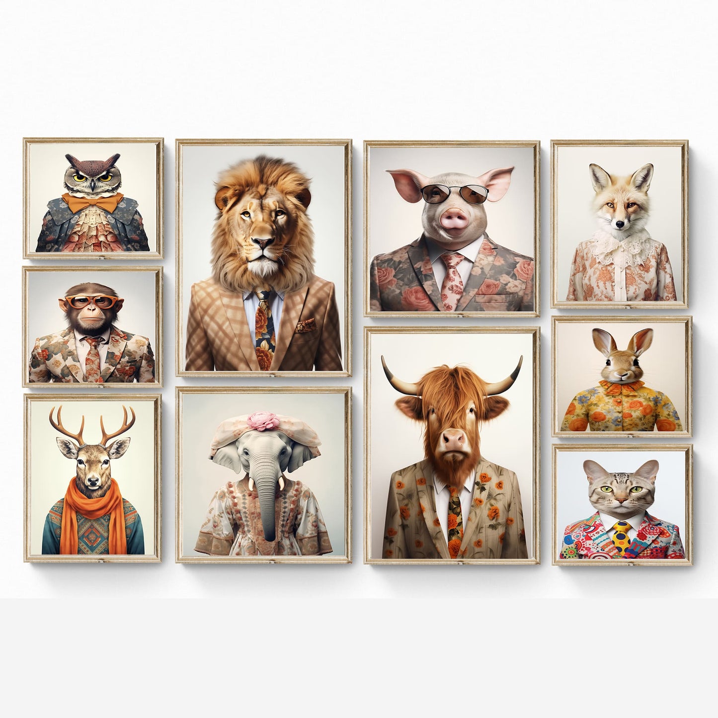 Retro Fashion Animals Art - 100 Prints