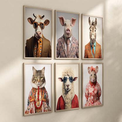 Retro Fashion Animals Art - 100 Prints